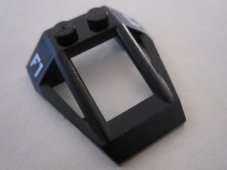Lego Windscreen 4 x 4 x 1 Roll Cage with Silver 'F1' Pattern on Both Sides (Stickers) - Set 8495