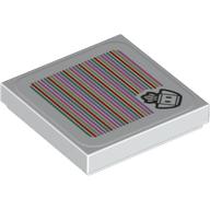 Lego Tile 2 x 2 with Turnip and Barcode Print (Sticker) / White
