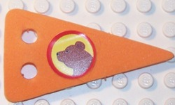 Lego Foam Part for Set 3148 - Scala Flag Triangular with 2 Holes with Bear Head Pattern on Both Sides (Stickers) - Set 3148