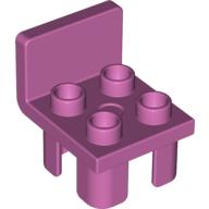 Lego Duplo Chair with 4 Studs and Squared Back / Medium Dark Pink