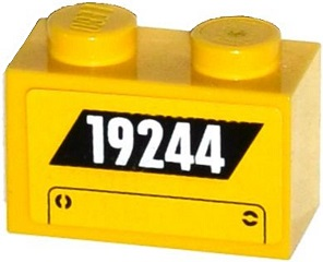 Lego Brick 1 x 2 with '19244' and Hatch Pattern (Sticker) - Set 60076