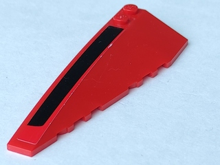 Lego Wedge 10 x 3 Left with Black Stripe Pattern (Sticker) - Set 8156 / Red