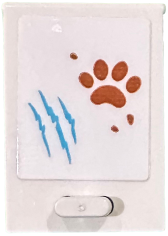 Lego Container, Cupboard 2 x 3 x 2 Door with Pet Flap with Dark Orange Paw Print and Medium Azure Scratch Marks Pattern (Sticker) - Set 41735
