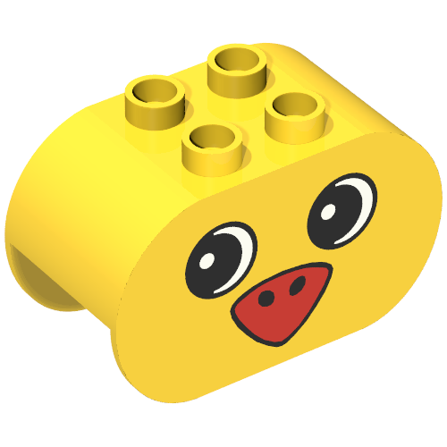 Lego Duplo Brick 2 x 4 x 2 Rounded Ends with Bird Face Print / Yellow