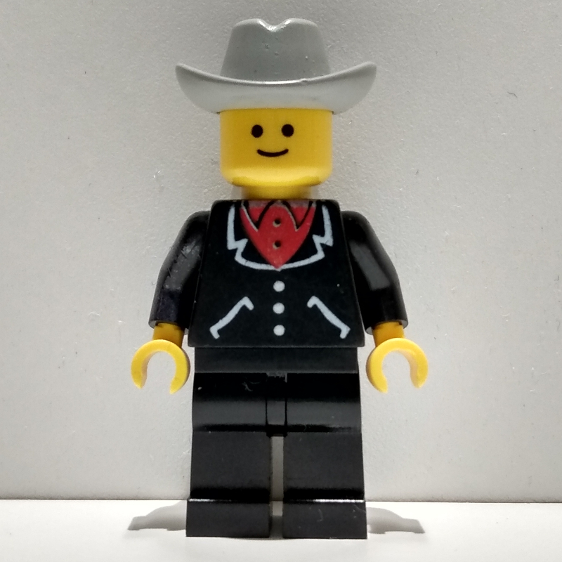 Lego Man - Black Suit, Light Bluish Gray Cowboy Hat