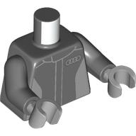 Lego Torso, Racing Suit, Grey Audi Logo print, Dark Bluish Gray Arms, Light Bluish Gray Hands / Dark Bluish Gray