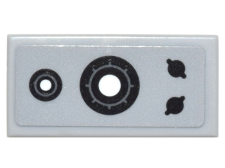 Lego Tile 1 x 2 with Black and White Circle Buttons and 2 Dials Pattern (Sticker) - Set 76052