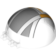 Lego Windscreen 6 x 6 x 3 Dome with Dual 2 Fingers with White/Bright Light Orange/Light Bluish Grey Cockpit Print