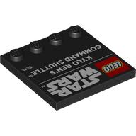 Lego Plate Special 4 x 4, Studs on One Edge with 'LEGO STAR WARS KYLO REN'S COOMAND SHUTTLE' Print / Black