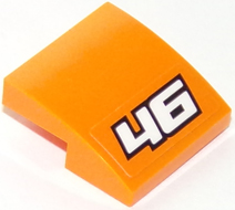 Lego Slope, Curved 2 x 2 x 2/3 with White '46' with Black Outline on Orange Background Pattern (Sticker) - Set 60146 / Orange