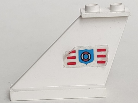 Lego Tail 4 x 1 x 3 with Coast Guard Logo Pattern Model Left Side (Sticker) - Set 6353 / White
