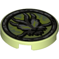 Lego Tile Round 2 x 2 with Airjitzu Ghost Print / Yellowish Green