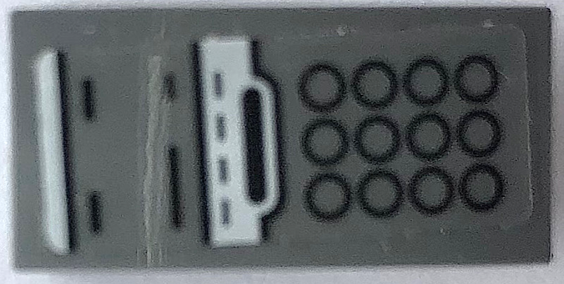 Lego Slope, Curved 2 x 1 x 2/3 with Telephone with 12 Black Circles Keypad and Blank Screen Pattern (Sticker) - Set 21336