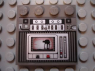 Lego Tile, Modified 4 x 4 with Studs on Edge with SW AT-AT Pattern (Sticker) - Set 10129