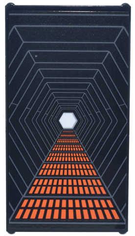 Lego Glass for Window 1 x 4 x 6 with Dark Bluish Gray Corridor, White Hexagon, Dark Orange Walkway Grating Pattern (Sticker) - Set 75419