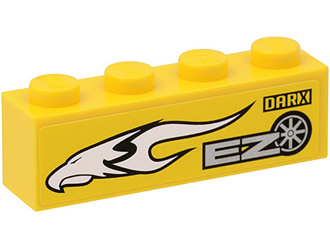 Lego Brick 1 x 4 with White Eagle Head, 'EZ' and 'DARX' Pattern Model Left Side (Sticker) - Set 8148