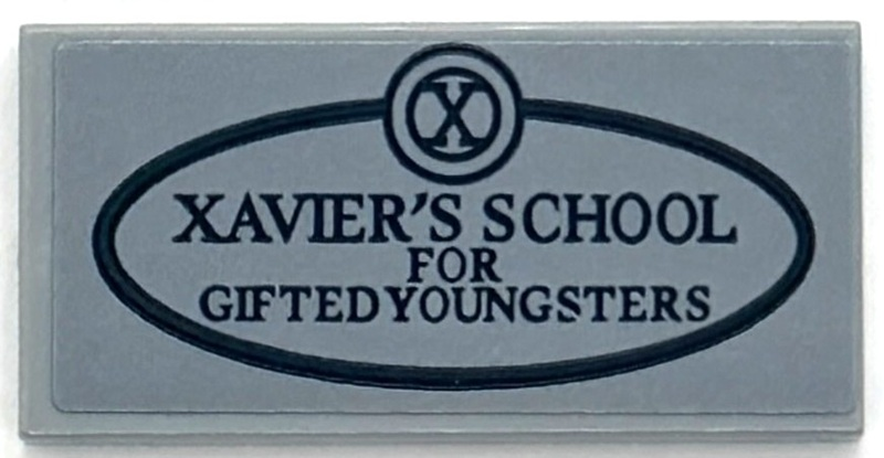 Lego Tile 2 x 4 with 'XAVIER'S SCHOOL FOR GIFTED YOUNGSTERS' Pattern (Sticker) - Set 76294