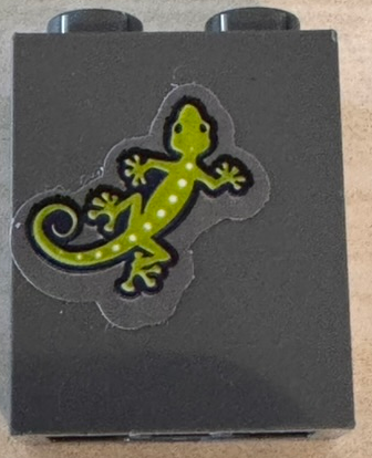 Lego Brick 1 x 2 x 2 with Inside Stud Holder with Lime Lizard with White Spots Pattern (Sticker) - Set 41423