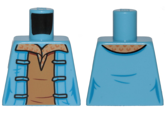 Lego Torso Female Dark Tan Shirt and Jacket Pattern / Medium Blue