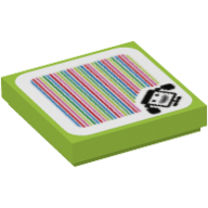 Lego Tile 2 x 2 with Bowser Jr.'s Clown Car and Barcode Print (Sticker) / Lime
