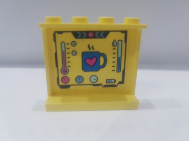 Lego Panel 1 x 4 x 3 with Side Supports - Hollow Studs with Coffee and Thermometer Pattern (Sticker) - Set 41329