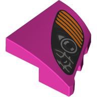 Lego Brick Wedged, Curved 2 x 2 with Stud Notch Left with Black/Orange Headlight Print