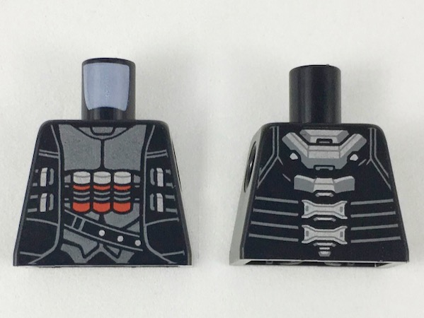 Lego Torso Jacket over Silver Armor, 3 Red Cylinders Pattern / Black