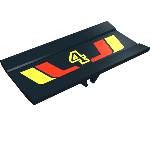 Lego Hinge Panel 6 x 3 with Yellow '4', Red/Yellow Stripes Patt. / Black