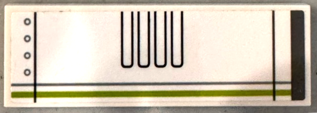 Lego Tile 2 x 6 with Armor Plates, Rivets, Lines, Dark Bluish Gray and Lime Stripes Pattern Model Left Side (Sticker) - Set 75342