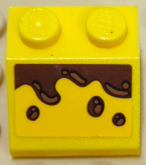 Lego Slope 45 2 x 2 with Reddish Brown Mud Splashes Pattern (Sticker) - Set 75938 / Yellow