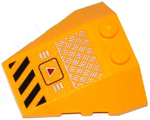 Lego Wedge 4 x 4 Triple with Stud Notches with Danger Stripes, Tread Plate, Grilles and Panel with Red Triangle Pattern (Sticker) - Set 70168