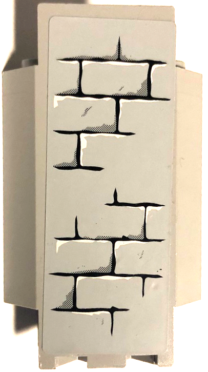 Lego Panel 3 x 3 x 6 Corner Wall with Bricks, Black Mortar and White Highlights Pattern F (Sticker) - Set 7094