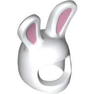 Lego Costume / Mask, Rabbit / Bunny Ears with Bright Pink Auricles Print / White