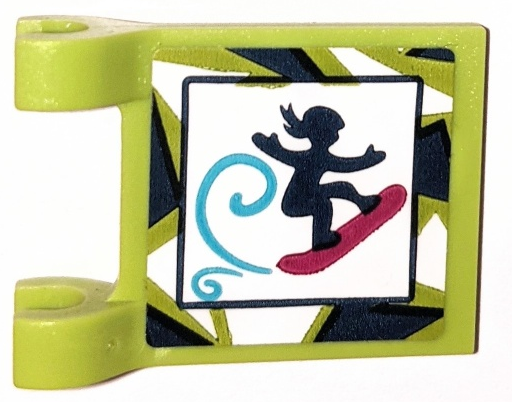 Lego Flag 2 x 2 Square with Flat Edge with Girl on Magenta Snowboard Pattern (Sticker) - Set 41321