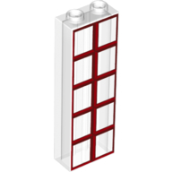 Lego Brick 1 x 2 x 5 without Side Supports with Red Windows print