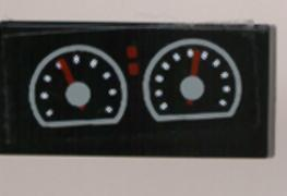 Lego Tile 1 x 2 with Two White Gauges Pattern (Sticker) - Set 8210 / Black