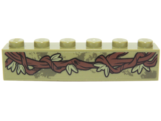 Lego Brick 1 x 6 with Vines and Leaves Pattern Left Side (Sticker) - Set 70014 / Olive Green