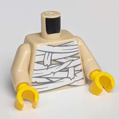 Lego Torso White Bandage Wrapping Print, Tan Arms, Yellow Hands / Tan