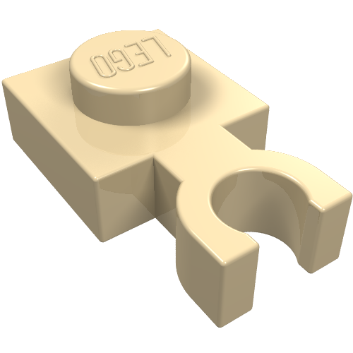 Lego Plate Special 1 x 1 with Clip Vertical [Thin U Clip] / Tan