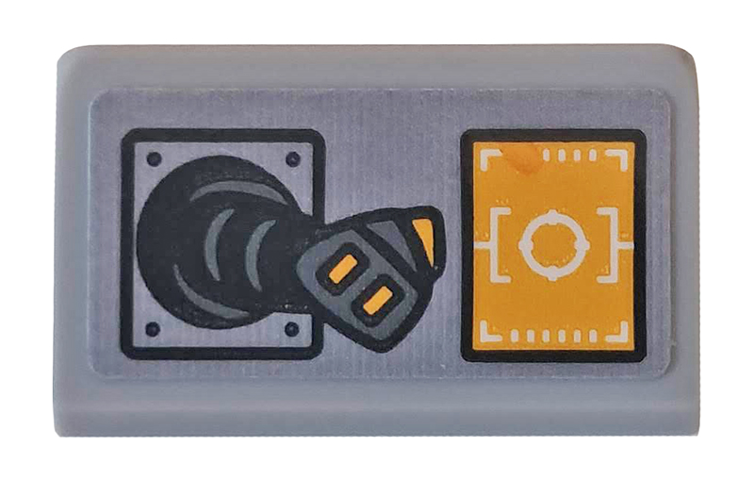 Lego Slope 30 1 x 2 x 2/3 with Bright Light Orange Sight and Joystick Pattern (Sticker) - Set 76162 / Light Bluish Gray