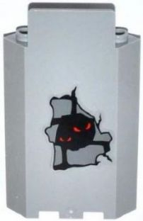 Lego Panel 3 x 3 x 6 Corner Wall without Bottom Indentations with Bricks and Red Eyes Pattern (Sticker) - Set 9468