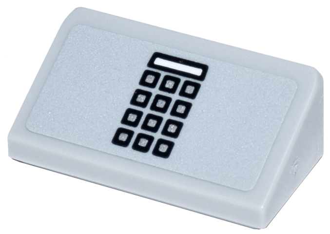 Lego Slope 30 1 x 2 x 2/3 with Black, White, and Silver Phone Keypad Pattern (Sticker) - Set 21347 / Light Bluish Gray