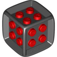 Lego Die - 6 Sided Rubber Frame with Red Centre Studs (Board Games) / Black