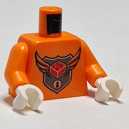 Lego Torso MBA Level 3 Logo Print, Orange Arms, White Hands / Orange