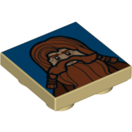 Lego Tile Special 2 x 2 Inverted with Red Haired Dwarf on Blue Background Print
