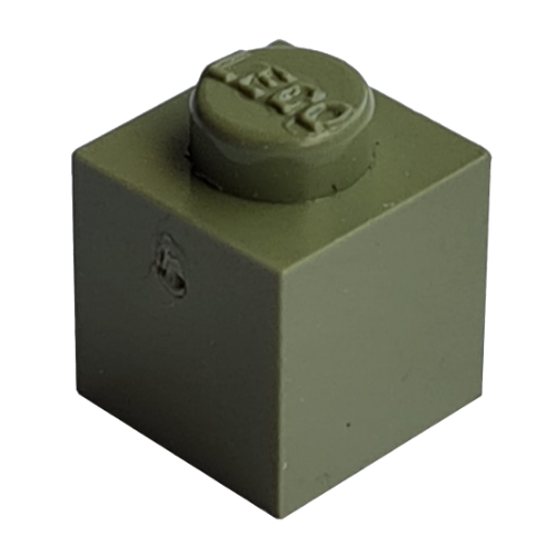 Lego Modulex Brick 1 x 1 with LEGO on Stud / Modulex Olive Green