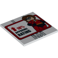 Lego Tile 6 x 6 with Incredibles '18% Approval Rating', Red Arrow Print