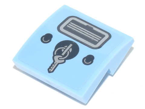 Lego Slope, Curved 2 x 2 x 2/3 Inverted with Two Buttons, Ignition with Key and Air Vent Pattern (Sticker) - Set 77942