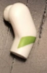 Lego Arm, Left with Lime Stripe Pattern / White