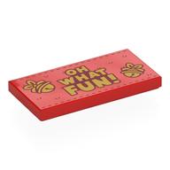 Lego Tile 2 x 4 with Gold 'OH WHAT FUN!', Bells Print